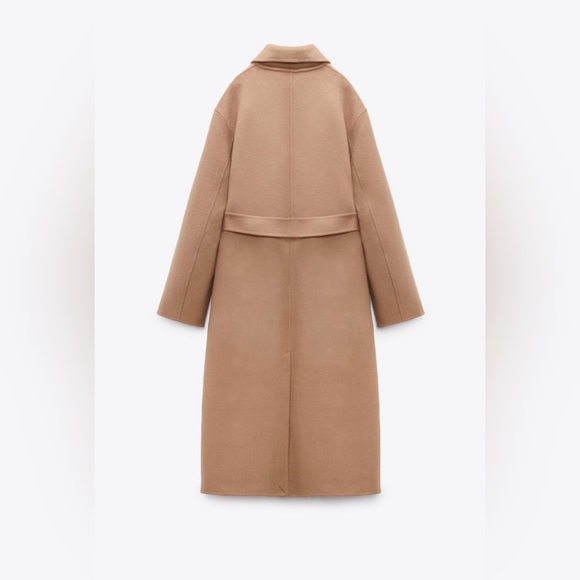 Zara coat wool blend oversized long camel belted rope trench coat - Picture 2 of 10